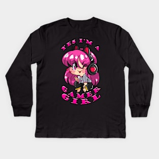 Yes Im A Gamer Girl Pink Kids Long Sleeve T-Shirt